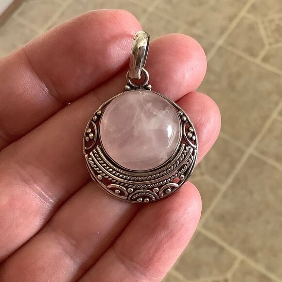 Sterling SILVER 925 PINK QUARTZ PENDANT​​ - Picture 3 of 11